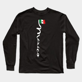 México lettering banner mexican pride country flag merch Long Sleeve T-Shirt